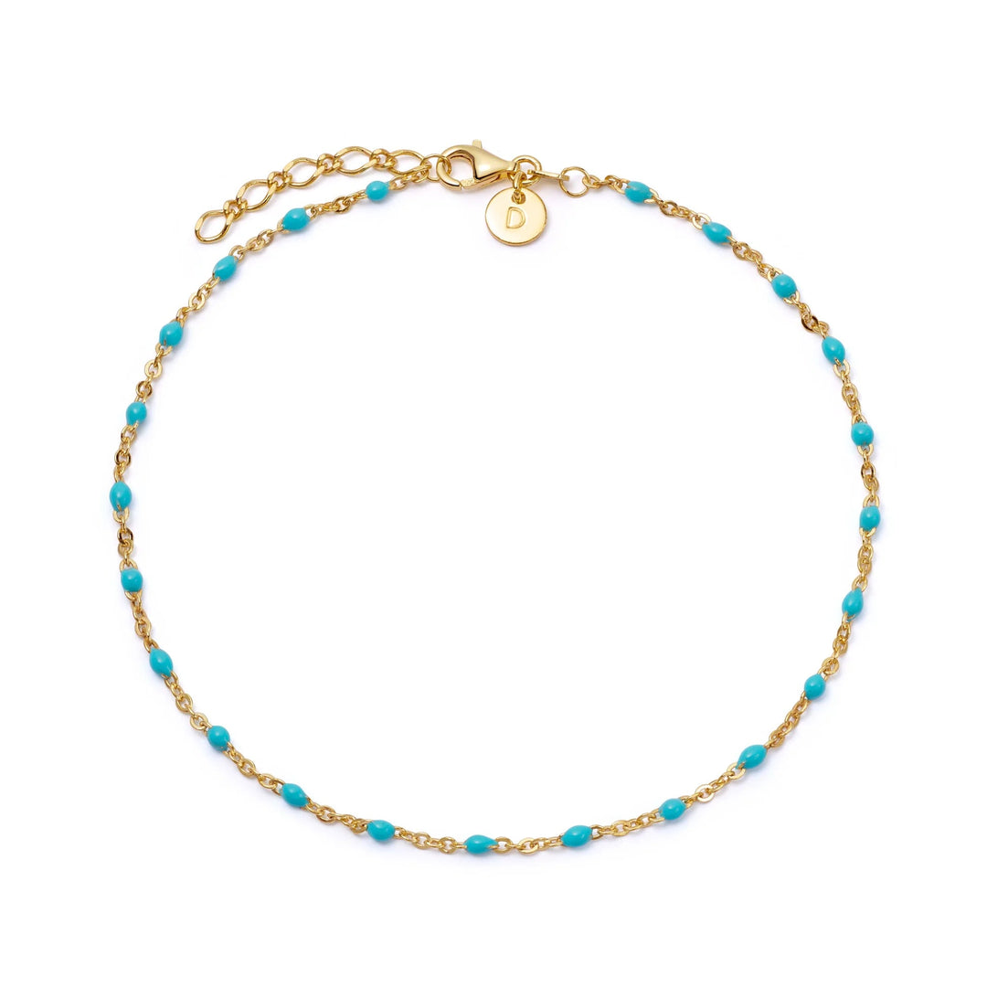 Daisy London 18ct Gold Plate Turquoise Beaded Anklet - MococoDaisy LondonBA02_GPAnklets