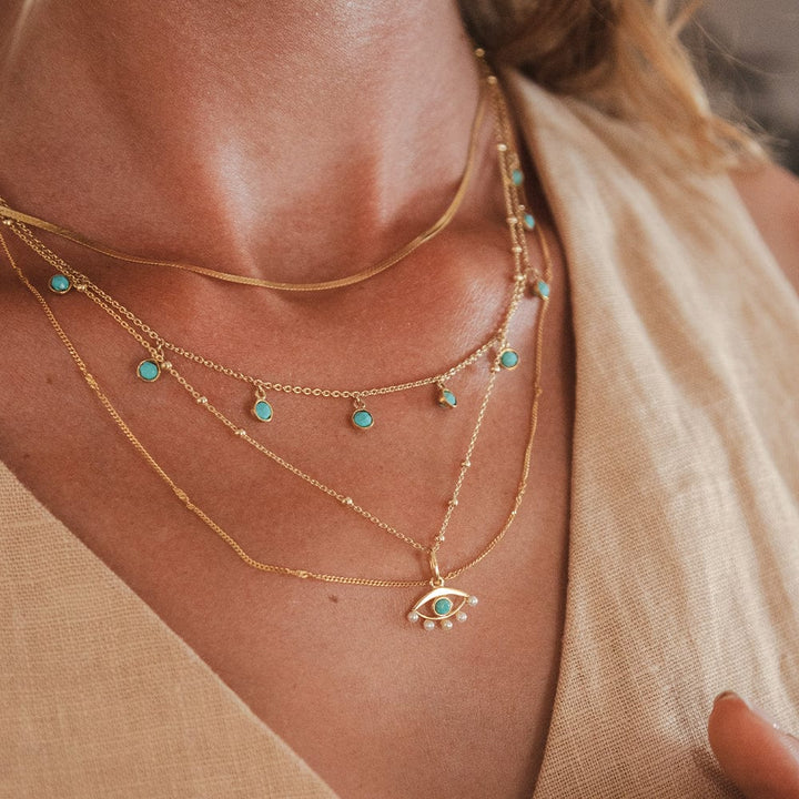Daisy London 18ct Gold Plate Turquoise Charm Necklace - MococoDaisy LondonSN13_GPNecklaces