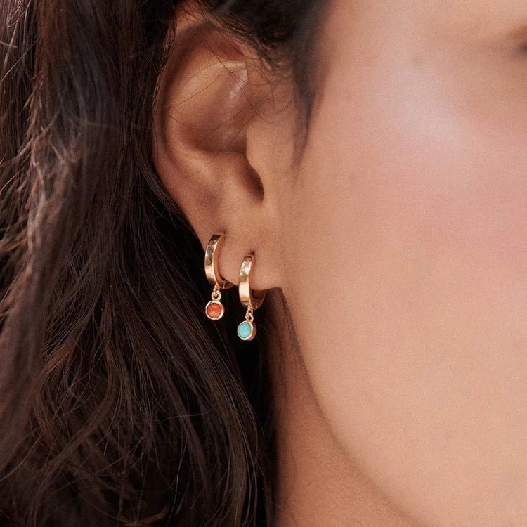 Daisy London 18ct Gold Plate Turquoise Healing Stones Huggie Earrings - MococoDaisy LondonHE3010_GPEarrings