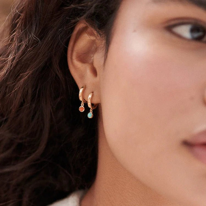 Daisy London 18ct Gold Plate Turquoise Healing Stones Huggie Earrings - MococoDaisy LondonHE3010_GPEarrings