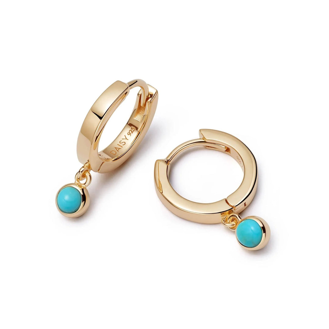 Daisy London 18ct Gold Plate Turquoise Healing Stones Huggie Earrings - MococoDaisy LondonHE3010_GPEarrings