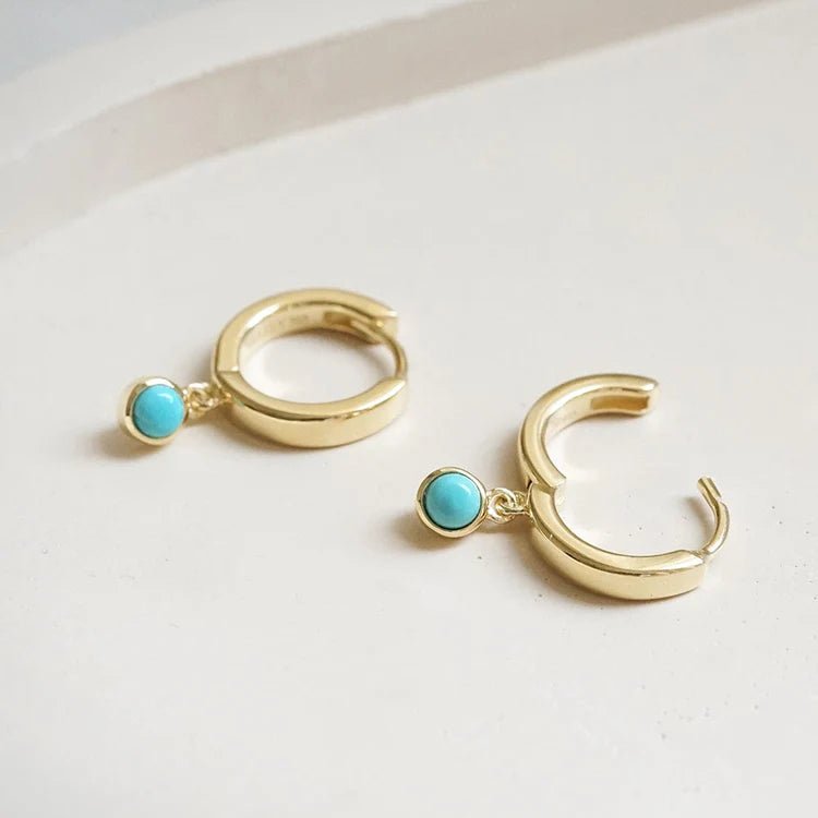 Daisy London 18ct Gold Plate Turquoise Healing Stones Huggie Earrings - MococoDaisy LondonHE3010_GPEarrings