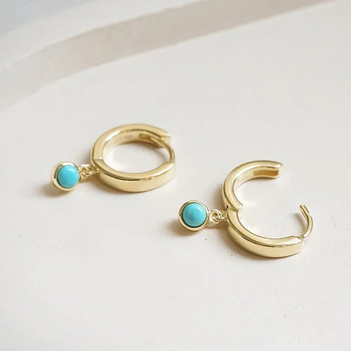 Daisy London 18ct Gold Plate Turquoise Healing Stones Huggie Earrings - MococoDaisy LondonHE3010_GPEarrings