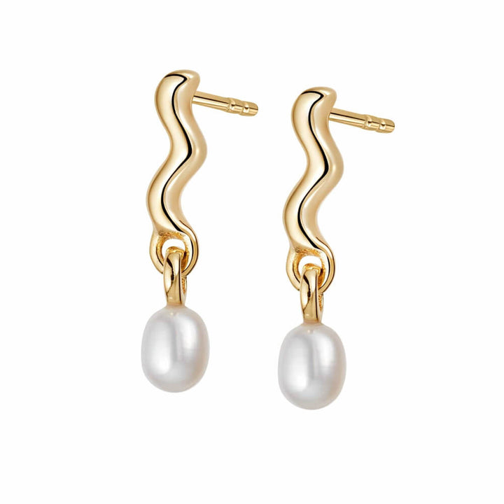 Daisy London 18ct Gold Plate Wave Seed Pearl Stud Earrings - MococoDaisy LondonTE02_GPEarrings