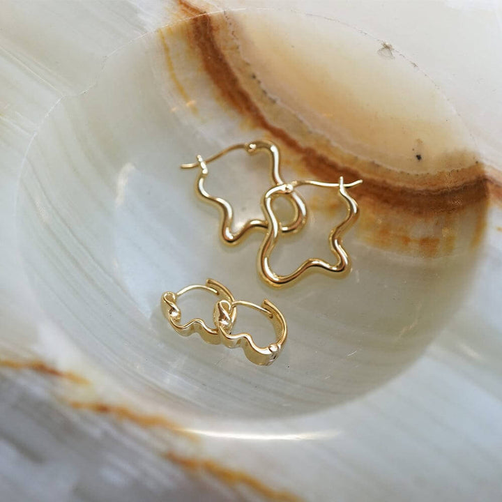 Daisy London 18ct Gold Plate Wavy Hoop Earring Stack - MococoDaisy LondonGSET144_GPEarrings