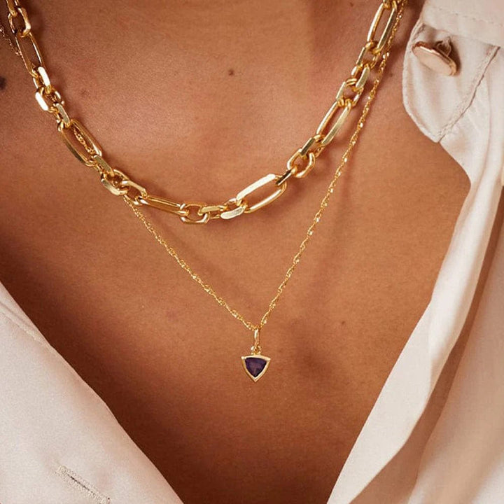 Daisy London Gold Amethyst February Birthstone Charm Necklace - MococoDaisy LondonBS14_GPNecklaces