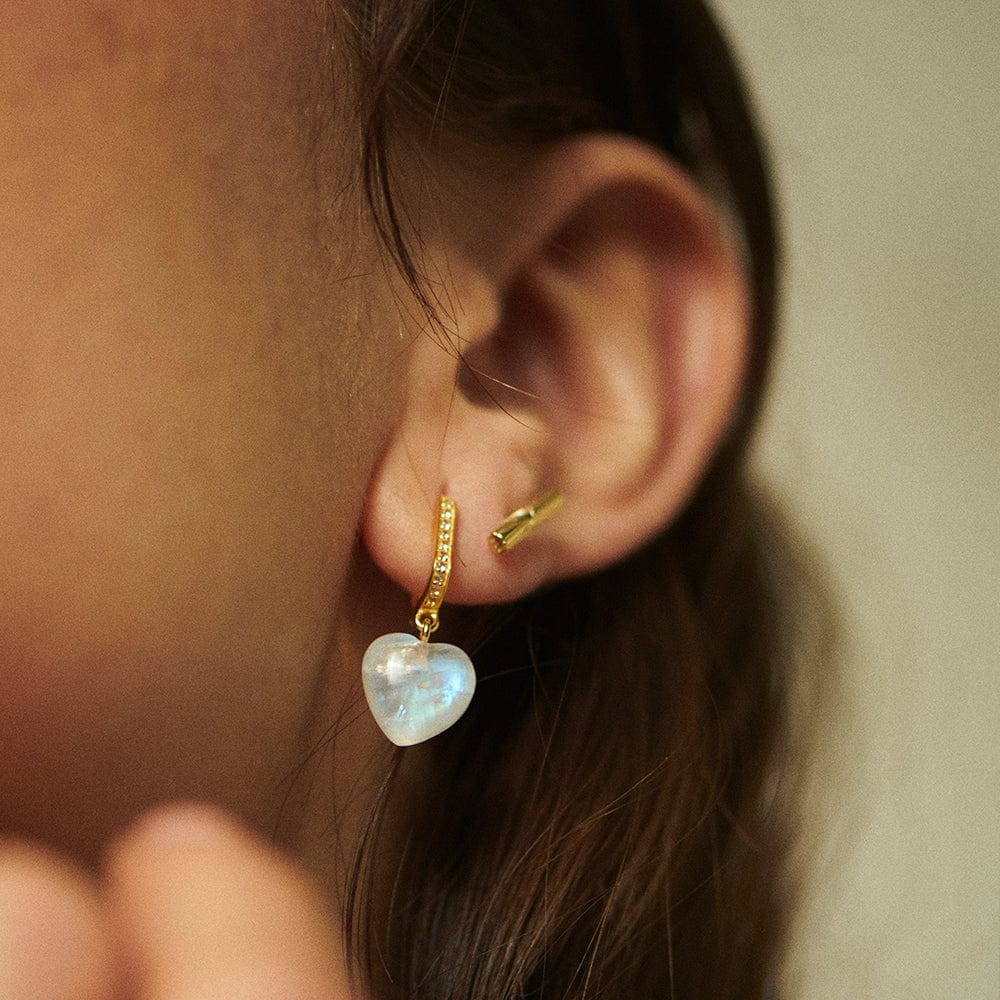 Daisy London Gold Beloved Moonstone Heart Drop Earrings - MococoDaisy LondonJE04_GP5056104118641Earrings