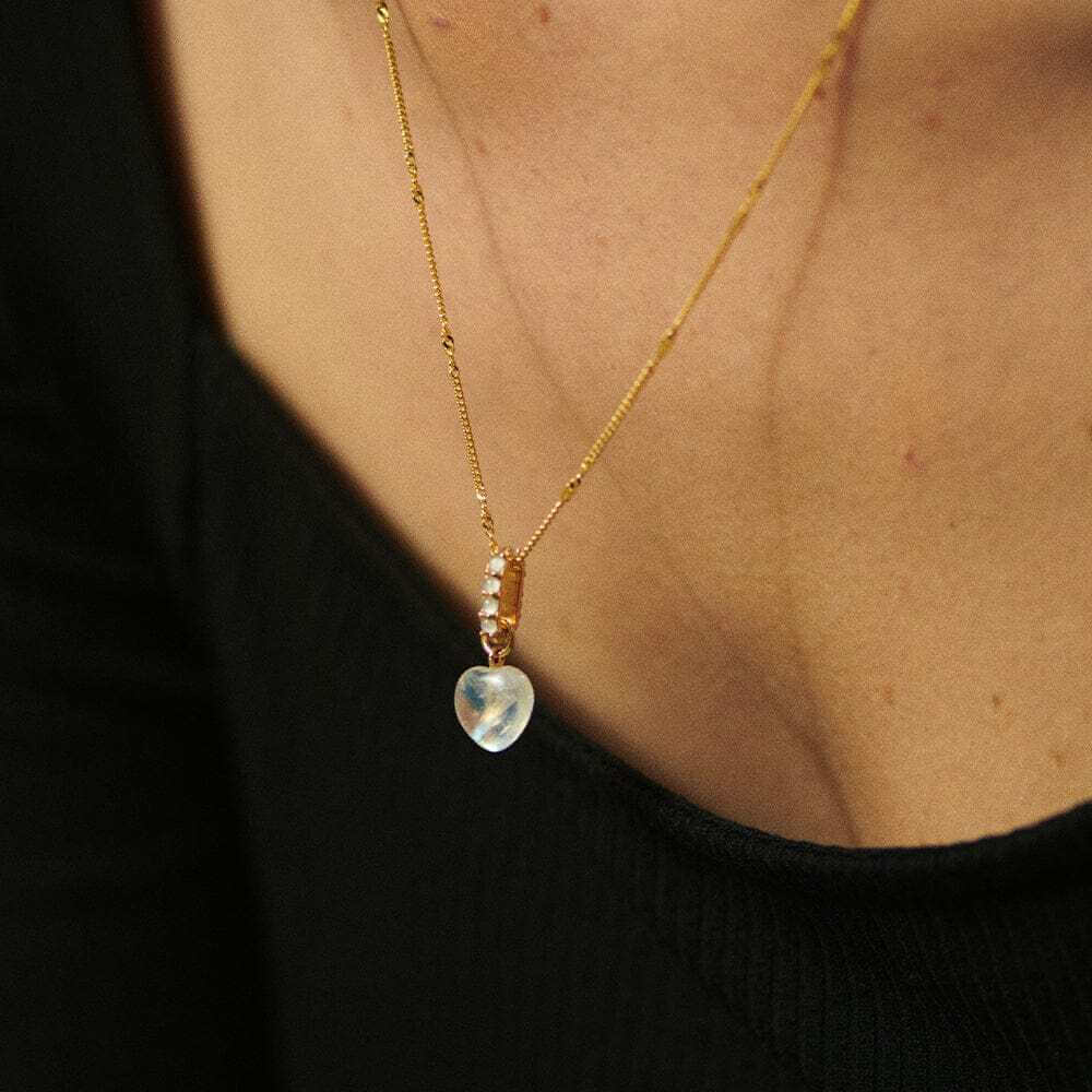 Daisy London Gold Beloved Moonstone Heart Drop Pendant - MococoDaisy LondonJN02_GPCharms & Pendants