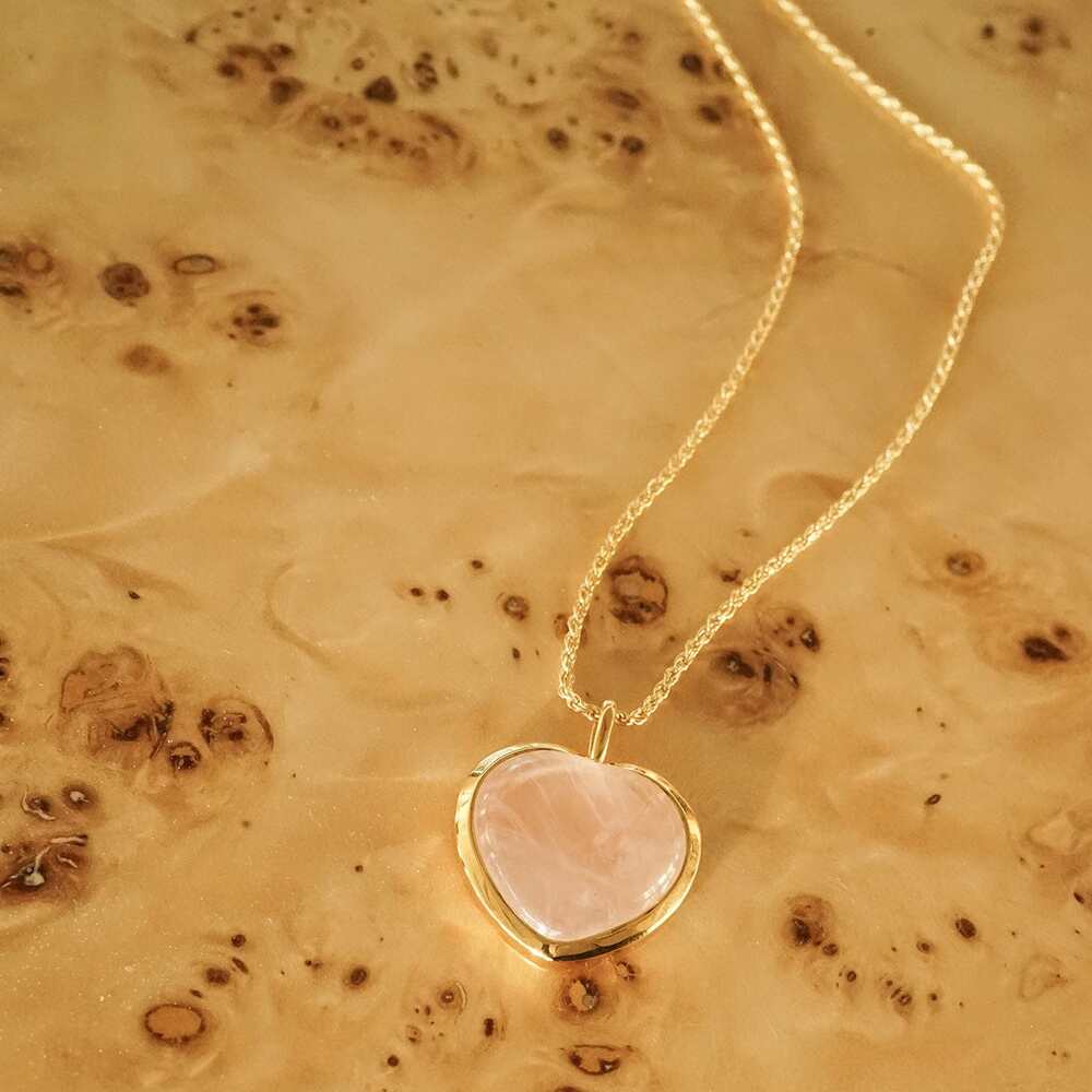Daisy London Gold Beloved Rose Quartz Heart Pendant - MococoDaisy LondonJN01_GPCharms & Pendants