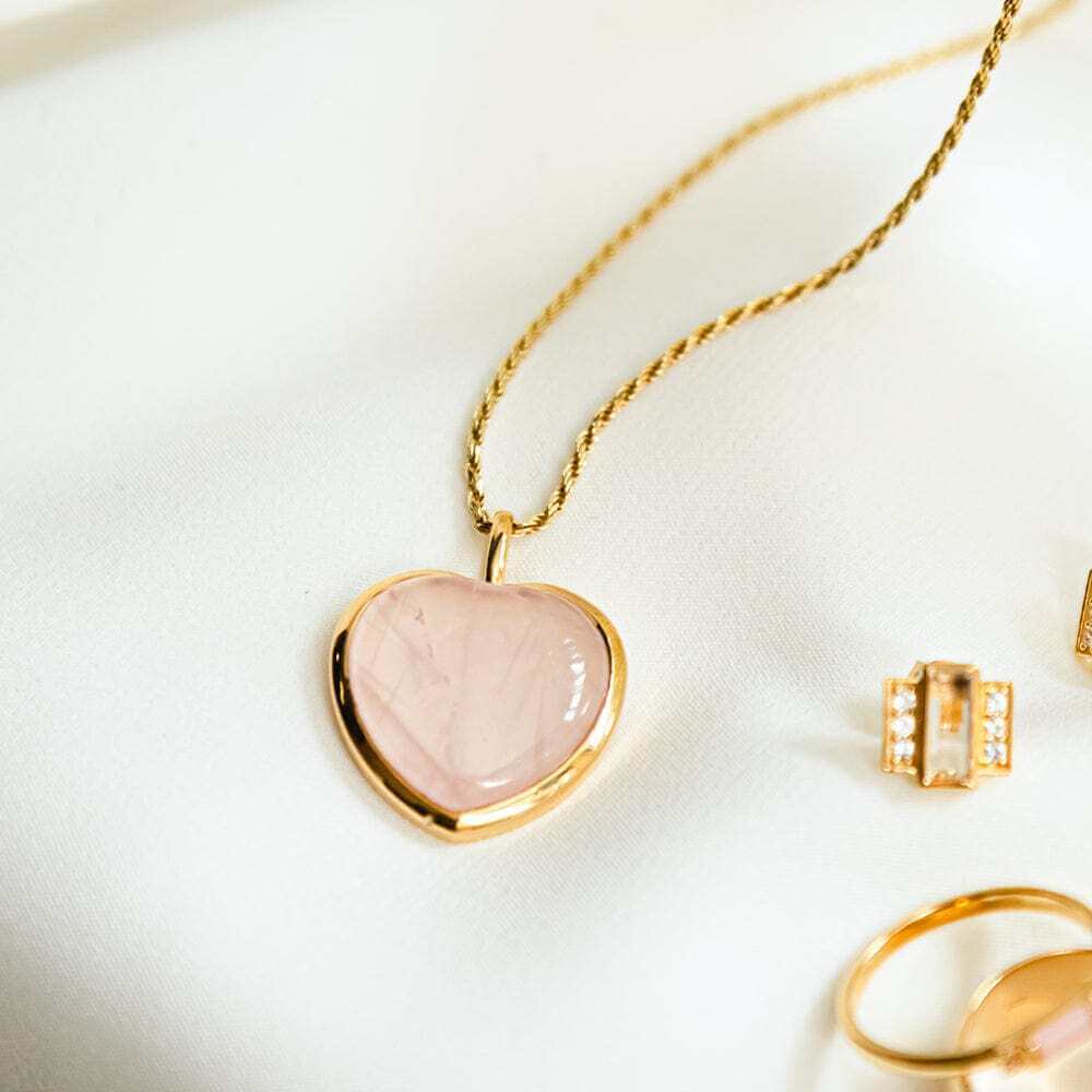 Daisy London Gold Beloved Rose Quartz Heart Pendant - MococoDaisy LondonJN01_GPCharms & Pendants