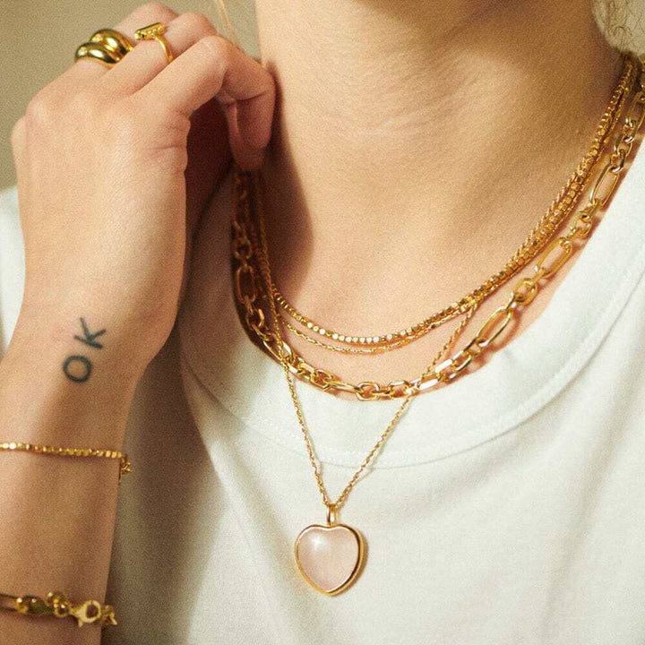 Daisy London Gold Beloved Rose Quartz Heart Pendant - MococoDaisy LondonJN01_GPCharms & Pendants