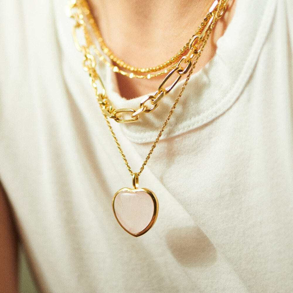 Daisy London Gold Beloved Rose Quartz Heart Pendant - MococoDaisy LondonJN01_GPCharms & Pendants