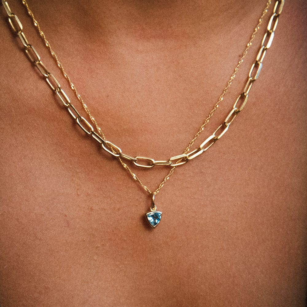 Daisy London Gold Blue Topaz December Birthstone Charm Necklace - MococoDaisy LondonBS24_GPNecklaces