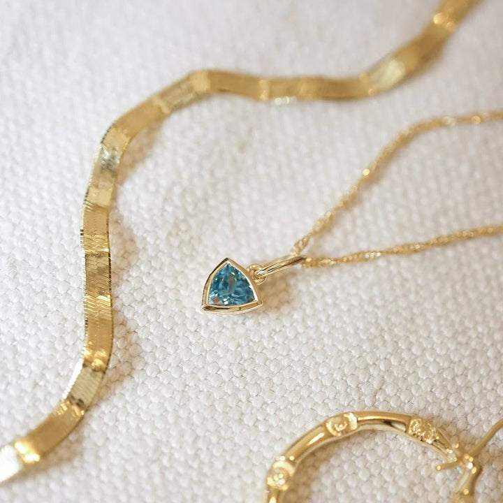 Daisy London Gold Blue Topaz December Birthstone Charm Necklace - MococoDaisy LondonBS24_GPNecklaces