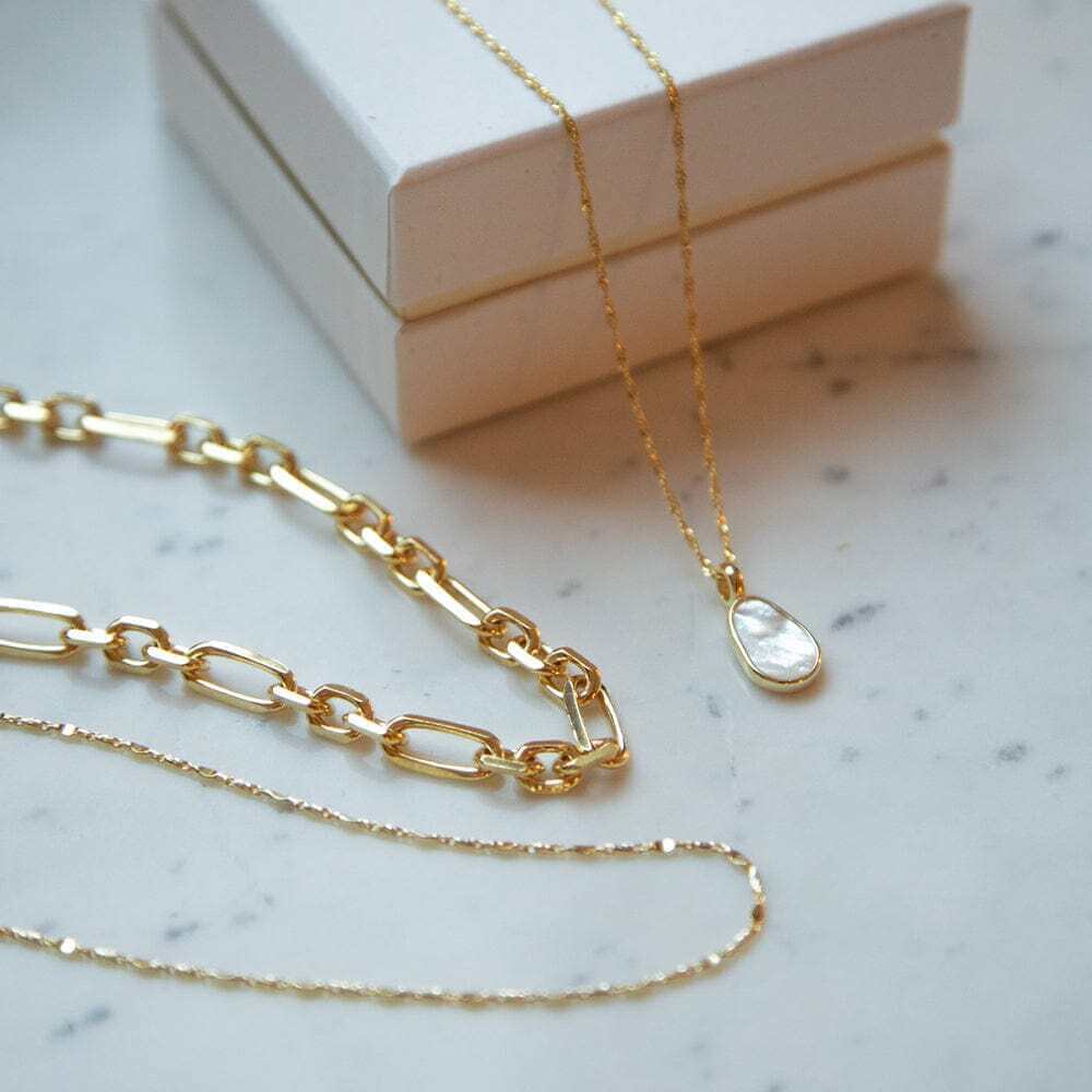 Daisy London Gold Chunky Chain Pearl Necklace Layering Set - MococoDaisy LondonGSET148_GPJewellery Sets