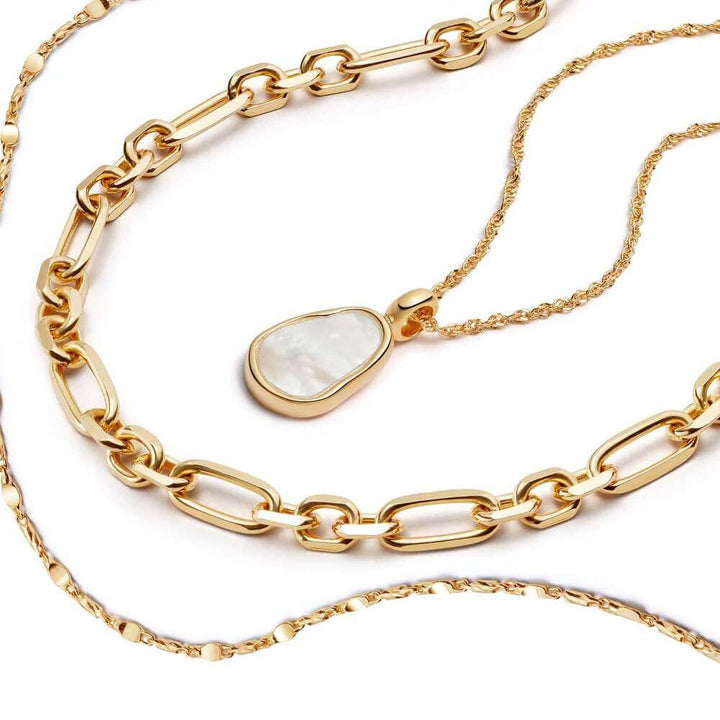Daisy London Gold Chunky Chain Pearl Necklace Layering Set - MococoDaisy LondonGSET148_GPJewellery Sets