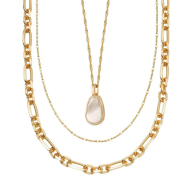 Daisy London Gold Chunky Chain Pearl Necklace Layering Set - MococoDaisy LondonGSET148_GPJewellery Sets