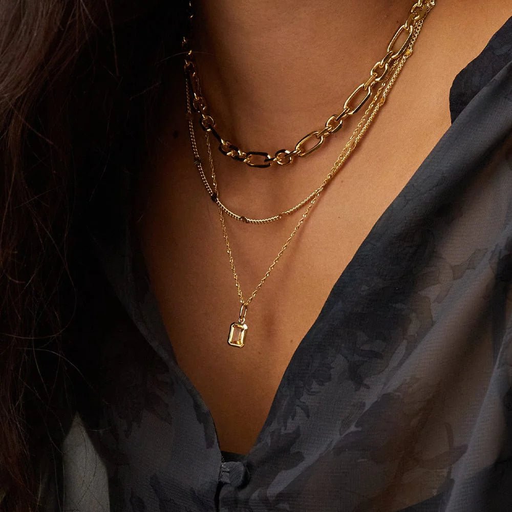 Daisy London Gold Citrine November Birthstone Charm Necklace - MococoDaisy LondonBS23_GPNecklaces