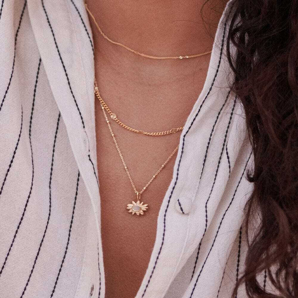 Daisy London Gold Daisy Mother Of Pearl Flower Necklace - MococoDaisy LondonDBN03_GPNecklaces