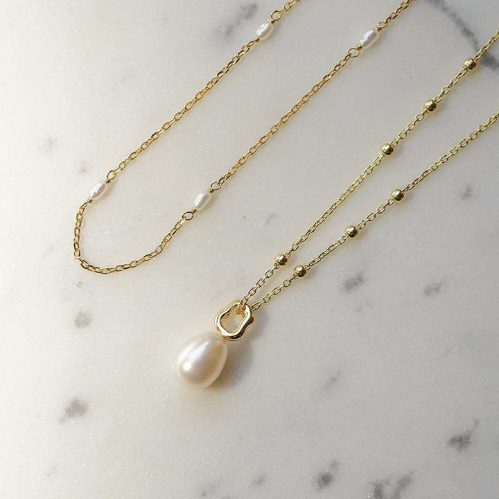Daisy London Gold Double Pearl Necklace Layering Set - MococoDaisy LondonGSET143_GPJewellery Sets