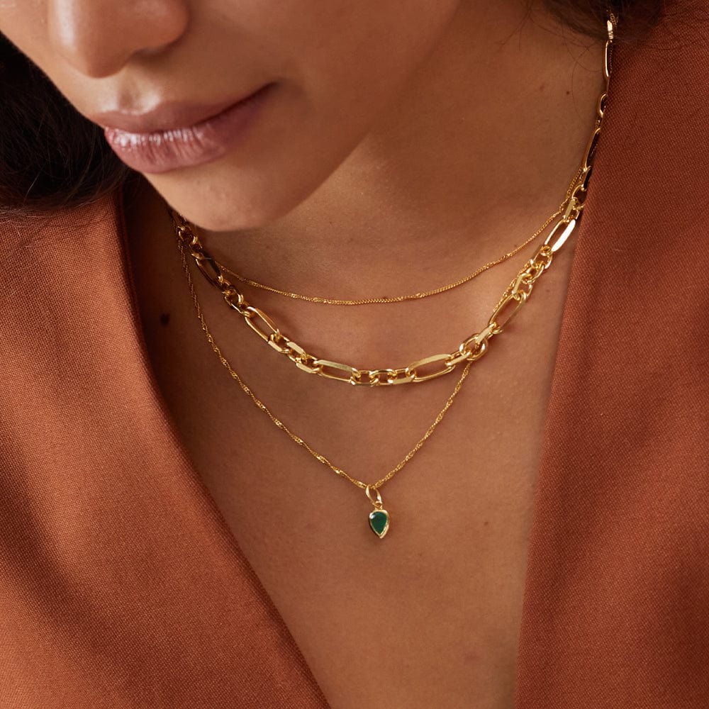 Daisy London Gold Emerald May Birthstone Charm Necklace - MococoDaisy LondonBS17_GPNecklaces