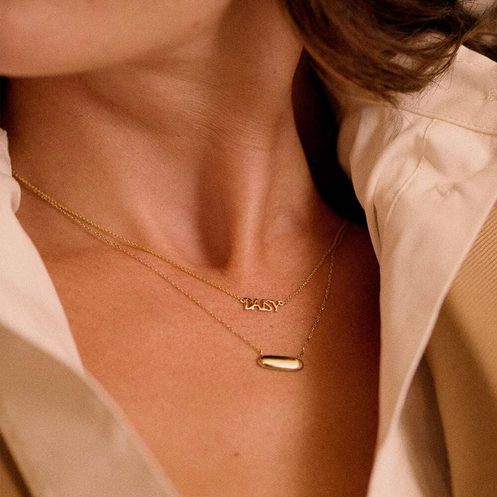 Daisy London Gold Engravable Pebble Necklace Additional Image - 1