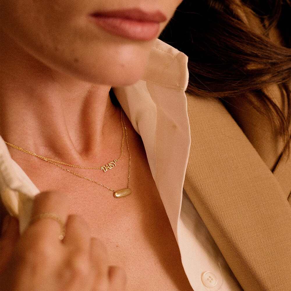 Daisy London Gold Engravable Pebble Necklace Additional Image - 5