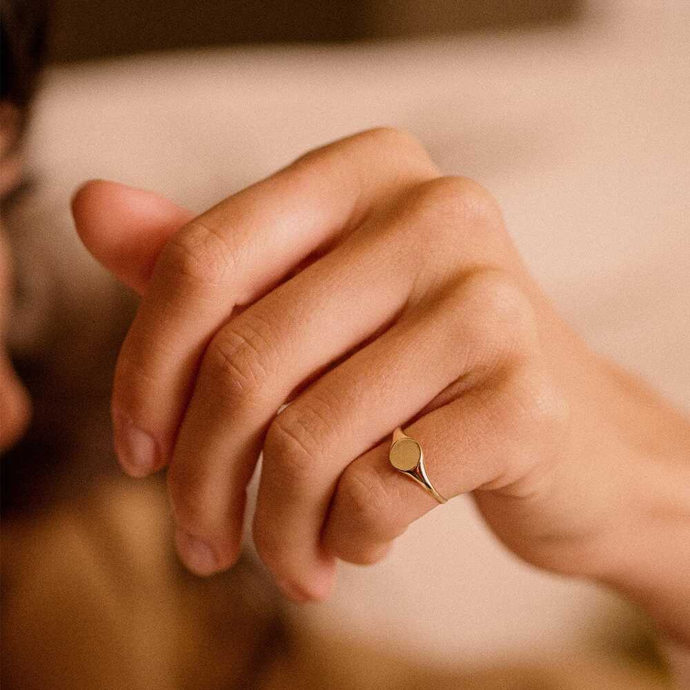 Daisy London Gold Engravable Pinky Signet Ring Additional Image - 1