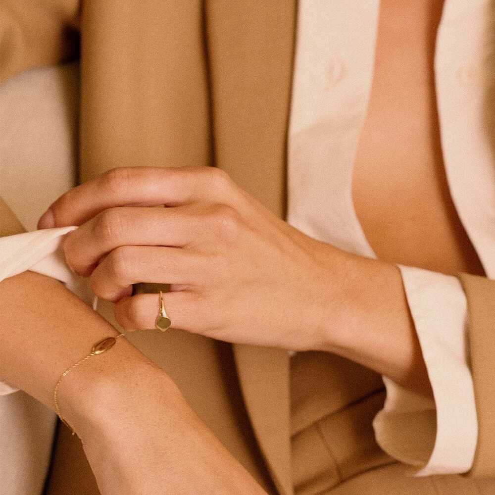 Daisy London Gold Engravable Pinky Signet Ring Additional Image - 5