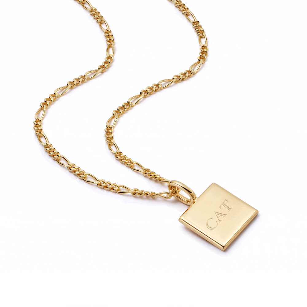 Daisy London Gold Engravable Square Pendant Necklace - MococoDaisy LondonEGN01_GPCharms & Pendants