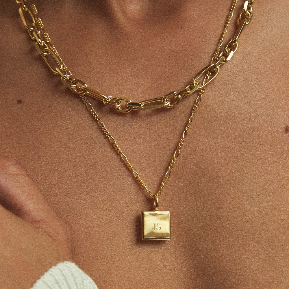 Daisy London Gold Engravable Square Pendant Necklace - MococoDaisy LondonEGN01_GPCharms & Pendants