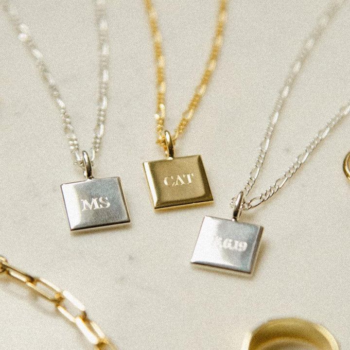 Daisy London Gold Engravable Square Pendant Necklace - MococoDaisy LondonEGN01_GPCharms & Pendants