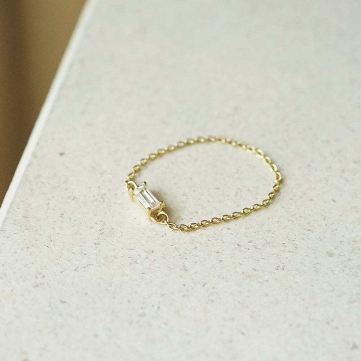 Daisy London Gold Estee Lalonde Fine Baguette Sapphire Chain Ring Additional Image - 2