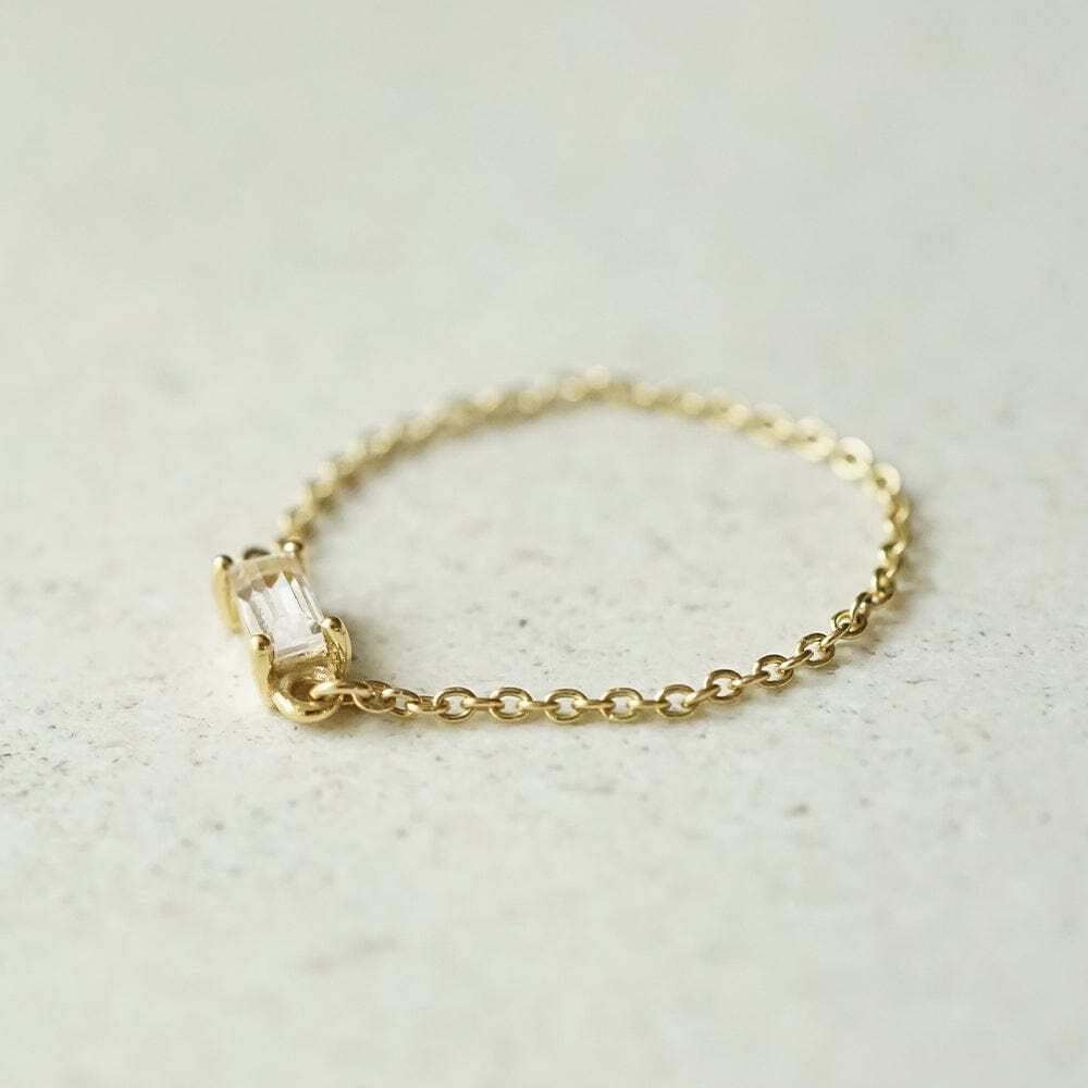 Daisy London Gold Estee Lalonde Fine Baguette Sapphire Chain Ring Additional Image - 4