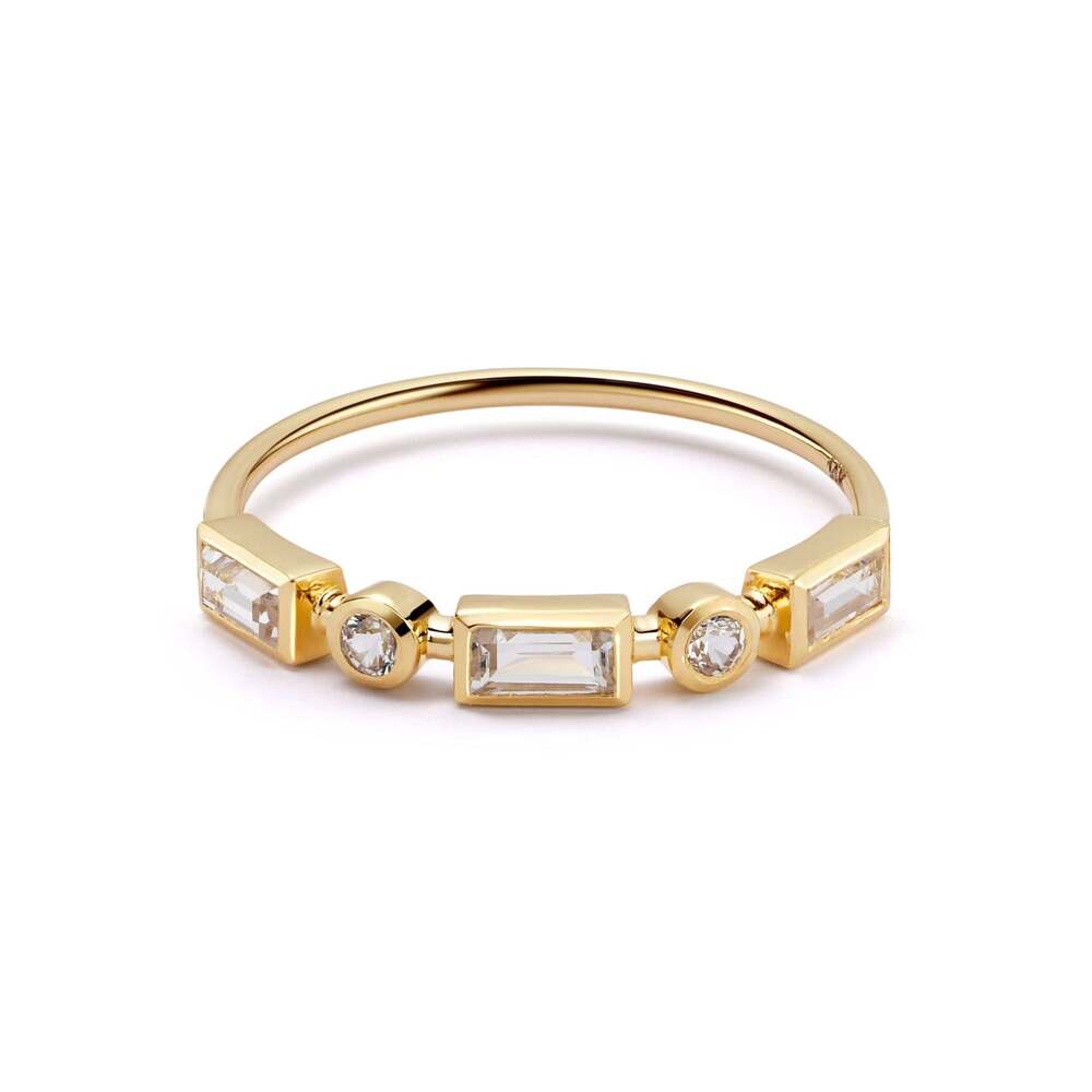 Daisy London Gold Estee Lalonde Fine Baguette Sapphire Ring