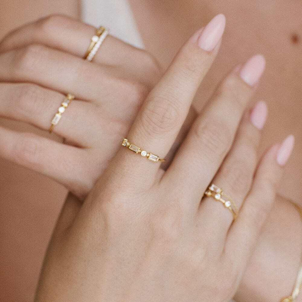 Daisy London Gold Estee Lalonde Fine Baguette Sapphire Ring Additional Image - 4