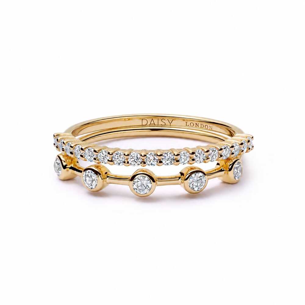 Daisy London Gold Estee Lalonde Fine Diamond And Sapphire Ring Stack