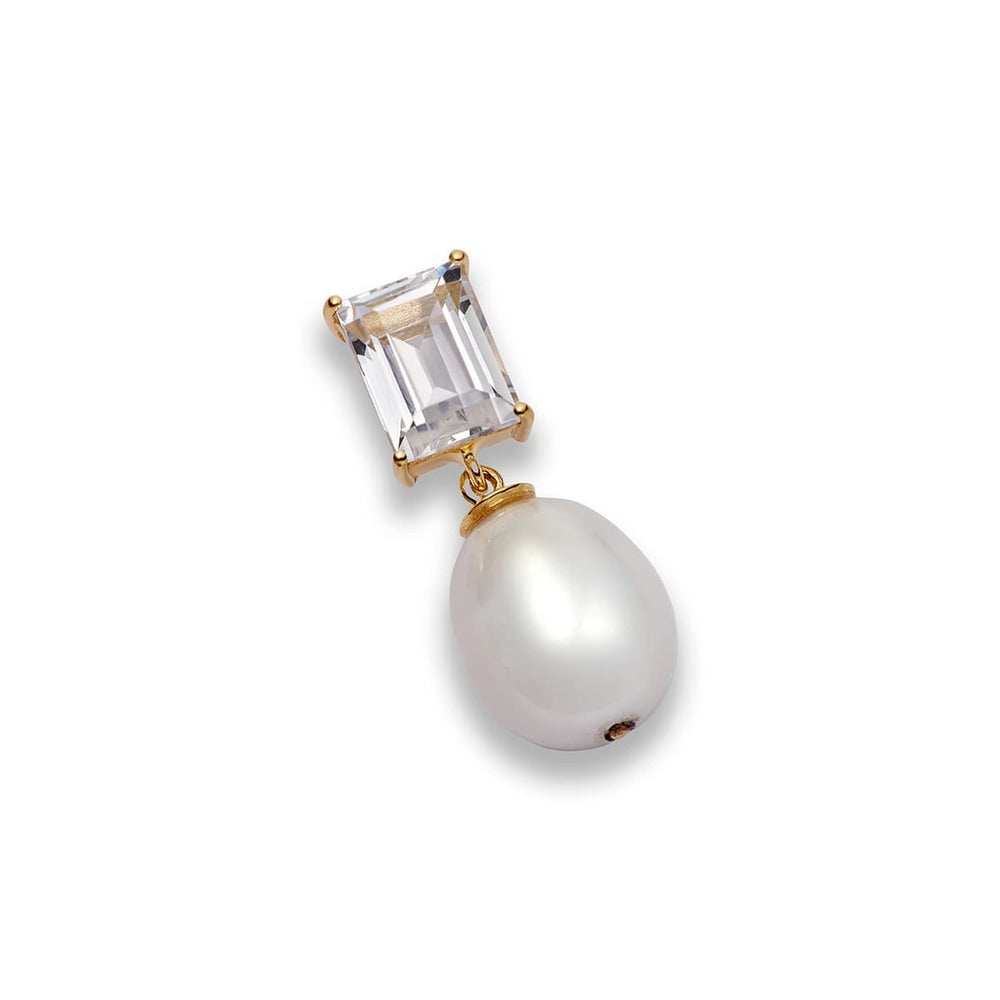 Daisy London Gold Estee Lalonde Fine Sapphire &amp; Pearl Single Drop Earring
