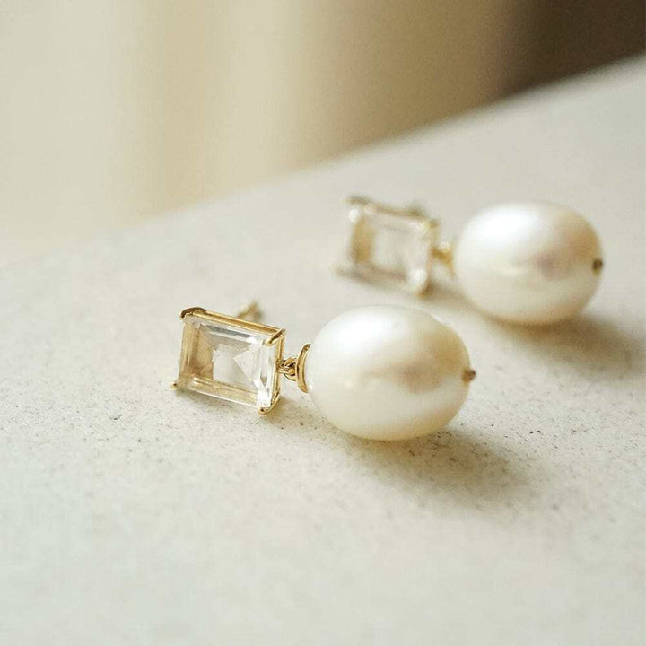 Daisy London Gold Estee Lalonde Fine Sapphire &amp; Pearl Single Drop Earring Additional Image - 2