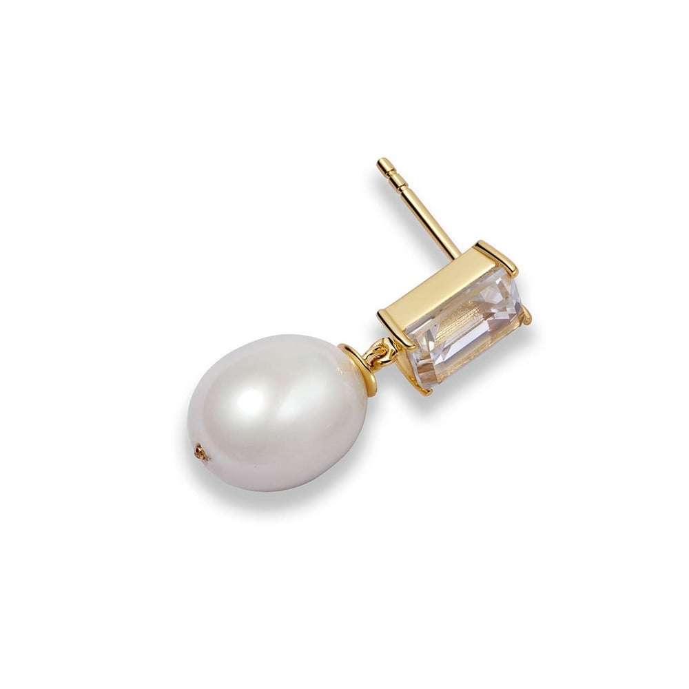 Daisy London Gold Estee Lalonde Fine Sapphire &amp; Pearl Single Drop Earring Additional Image - 4
