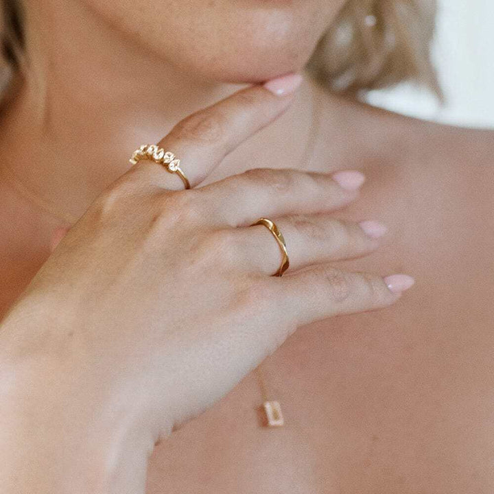 Daisy London Gold Estee Lalonde Fine Wavy Pave Ring Additional Image - 1