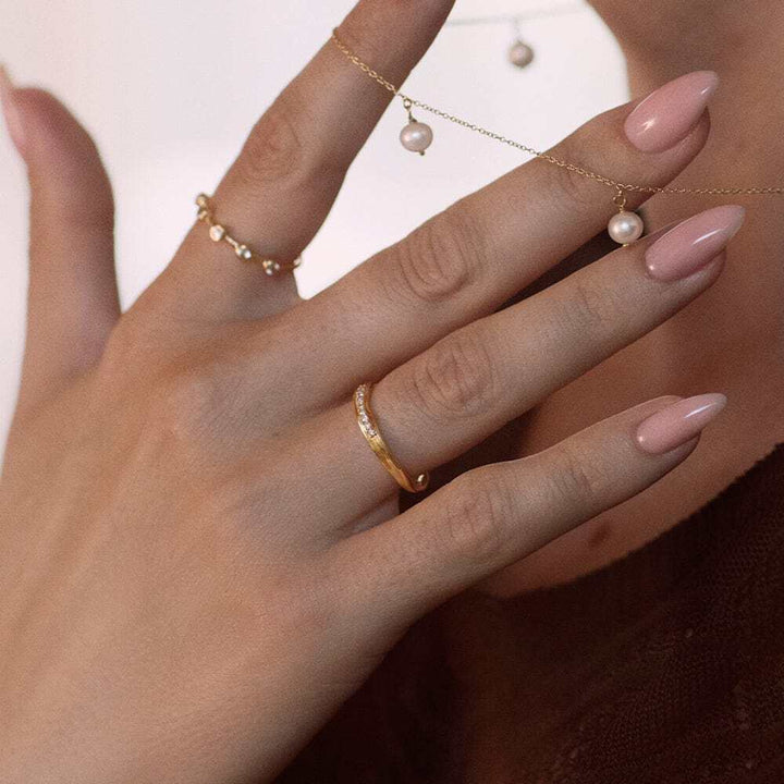 Daisy London Gold Estee Lalonde Fine Wavy Pave Ring Additional Image - 2