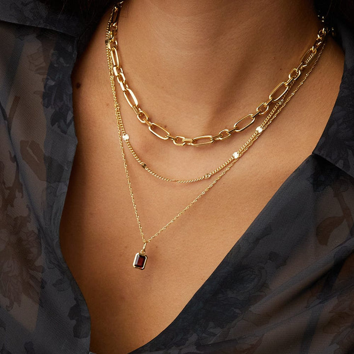 Daisy London Gold Garnet January Birthstone Charm Necklace - MococoDaisy LondonBS13_GPNecklaces