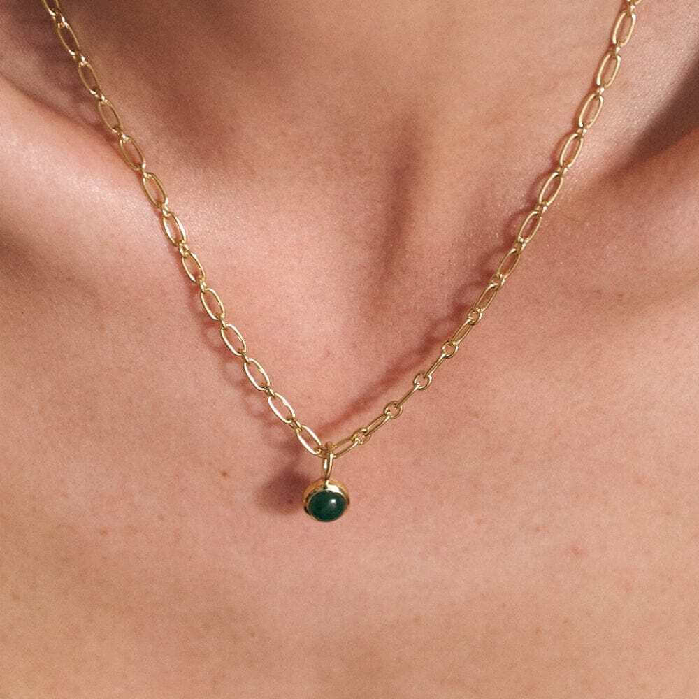Daisy London Gold Green Aventurine Chunky Healing Stone Necklace - MococoDaisy LondonHN5001_GPNecklaces