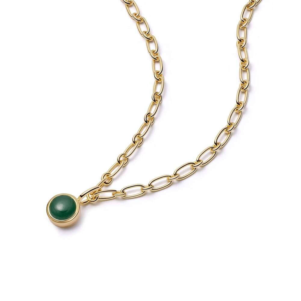 Daisy London Gold Green Aventurine Chunky Healing Stone Necklace - MococoDaisy LondonHN5001_GPNecklaces