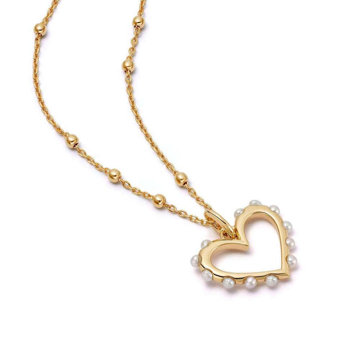 Daisy London Gold Heart Pearl Pendant Necklace - MococoDaisy LondonHTN01_GPCharms & Pendants