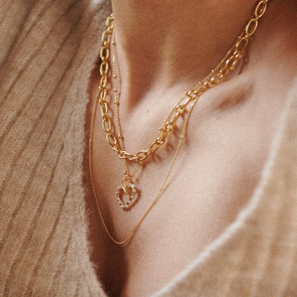 Daisy London Gold Heart Pearl Pendant Necklace - MococoDaisy LondonHTN01_GPCharms & Pendants