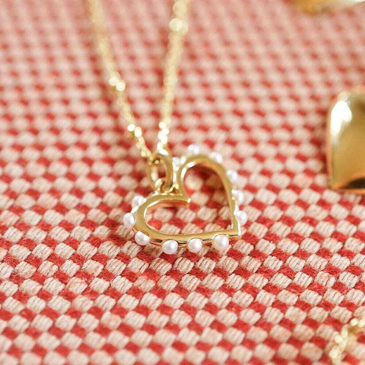 Daisy London Gold Heart Pearl Pendant Necklace - MococoDaisy LondonHTN01_GPCharms & Pendants