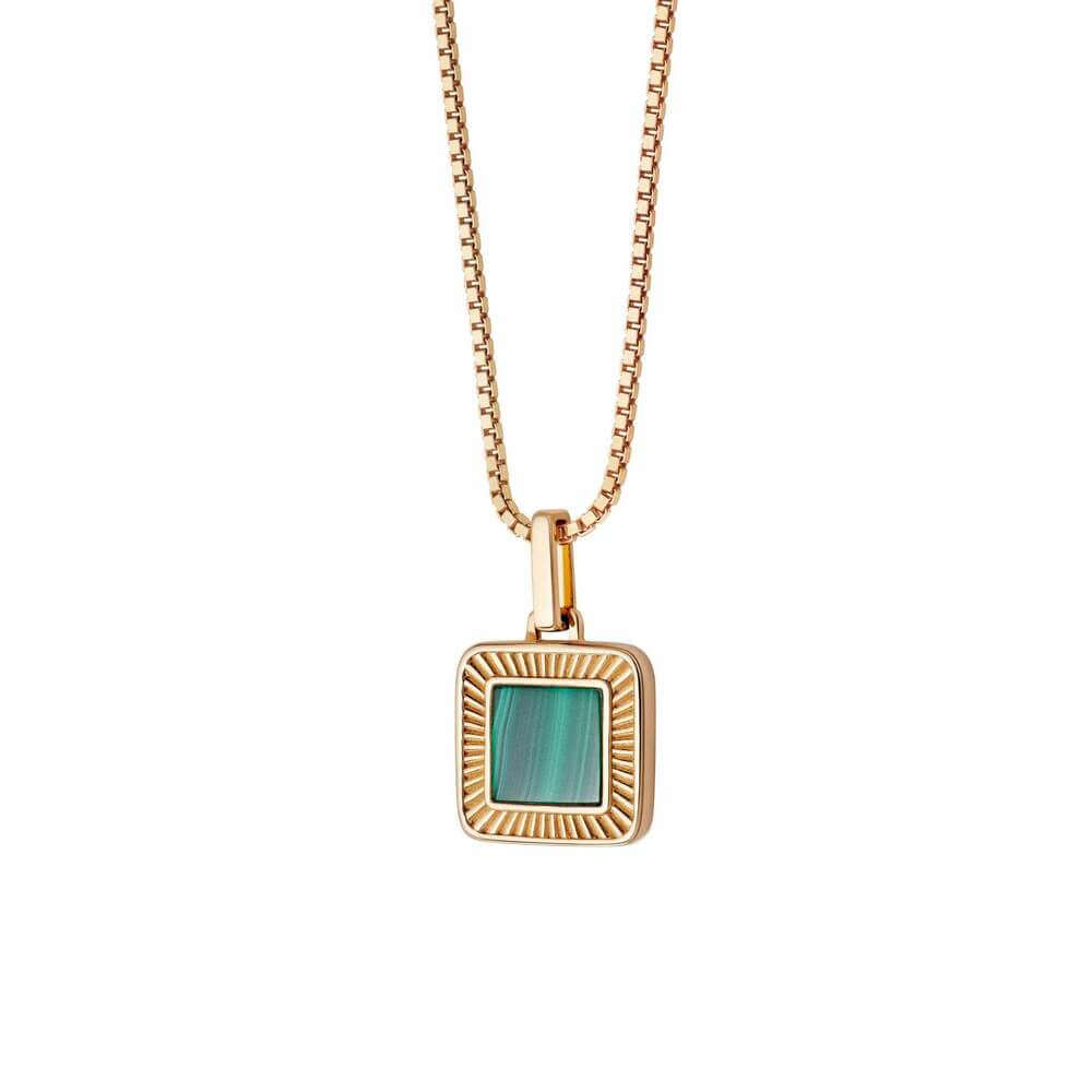 Daisy London Gold Malachite Palm Square Necklace - MococoDaisy LondonWN08_GPNecklaces