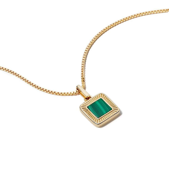 Daisy London Gold Malachite Palm Square Necklace - MococoDaisy LondonWN08_GPNecklaces